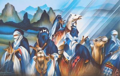 Raymond POULET : Les Voyageurs dans le désert - Lithographie originale signée 2