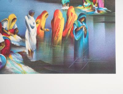 Raymond POULET : La vie autour du Taj Mahal - Lithographie originale signée 2