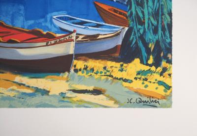 Jean-Claude QUILICI : Santorin à la vue de mer - Lithographie originale signée 2