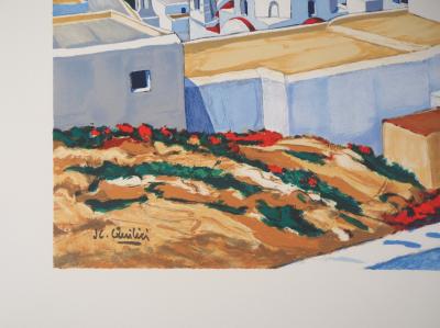 Jean-Claude QUILICI : Vue de Mykonos - Lithographie originale signée 2