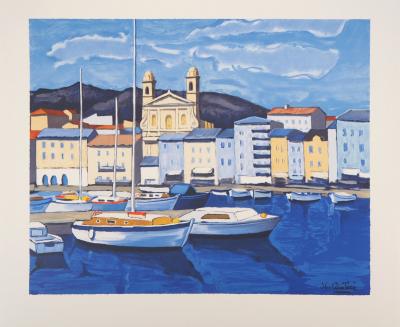 Jean-Claude QUILICI : Vue du port de Marseille - Lithographie originale signée 2