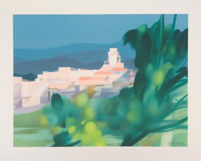 Alfred DEFOSSEZ : Vue du village de montagne - Lithographie originale signée 2