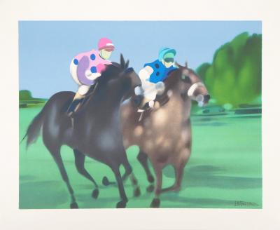 Alfred DEFOSSEZ : Au galop - Lithographie originale signée 2