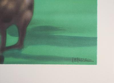Alfred DEFOSSEZ : Au galop - Lithographie originale signée 2