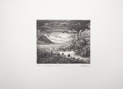 Eric ROBERT-AYME : Paysage surréaliste, 1995 - Gravure originale signée 2