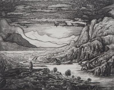 Eric ROBERT-AYME : Paysage surréaliste, 1995 - Gravure originale signée 2