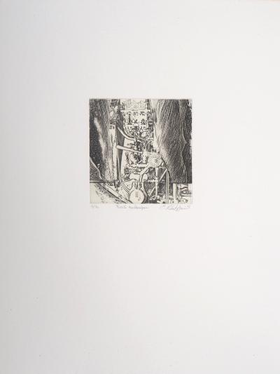 Eric ROBERT-AYME : Fossile mécanique, 1996 - Gravure originale signée 2