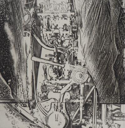 Eric ROBERT-AYME : Fossile mécanique, 1996 - Gravure originale signée 2