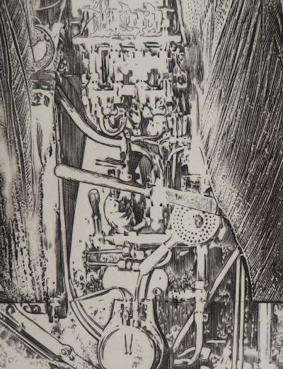 Eric ROBERT-AYME : Fossile mécanique, 1996 - Gravure originale signée 2