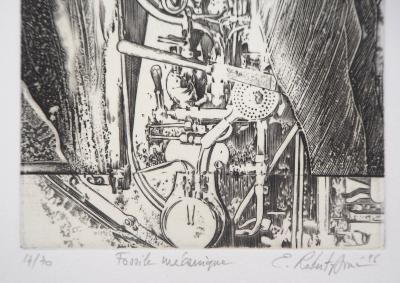 Eric ROBERT-AYME : Fossile mécanique, 1996 - Gravure originale signée 2