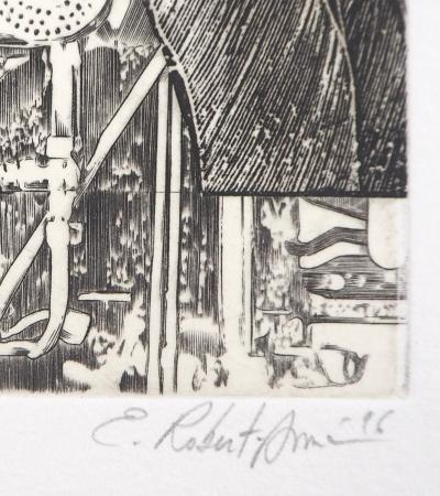 Eric ROBERT-AYME : Fossile mécanique, 1996 - Gravure originale signée 2