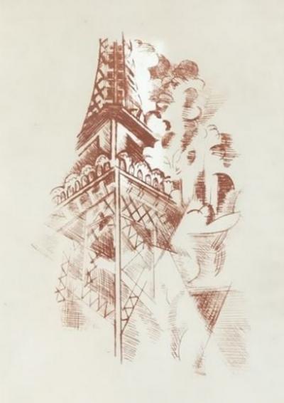 Robert DELAUNAY - Les Tours Eiffel - Gravure sur cuivre contresignée au crayon par Sonia Delaunay 2