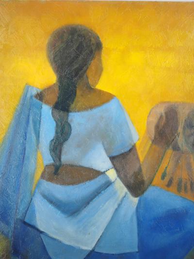 Louis TOFFOLI : La tisseuse de Ceylan - Huile sur toile Signée 2