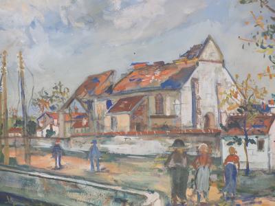 Maurice UTRILLO : Charleville, l’Eglise détruite - Gouache et aquarelle originale, Signée 2