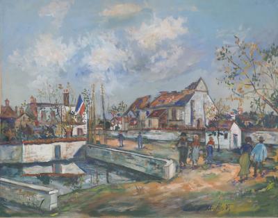 Maurice UTRILLO : Charleville, l’Eglise détruite - Gouache et aquarelle originale, Signée 2