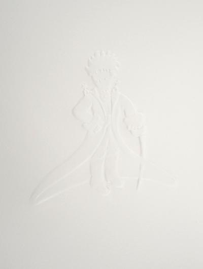 Antoine DE SAINT-EXUPERY : Petit prince en tenue royale - Gravure sur bois 2