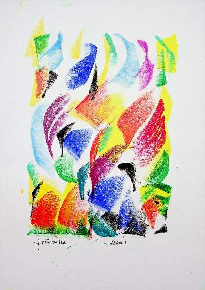 Françoise GALLE : Feu fauve - Pastel signé 2