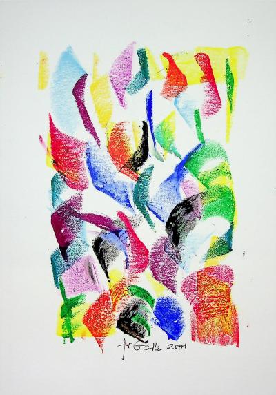 Françoise GALLE - Composition polychromique, 2001 : Technique mixte 2