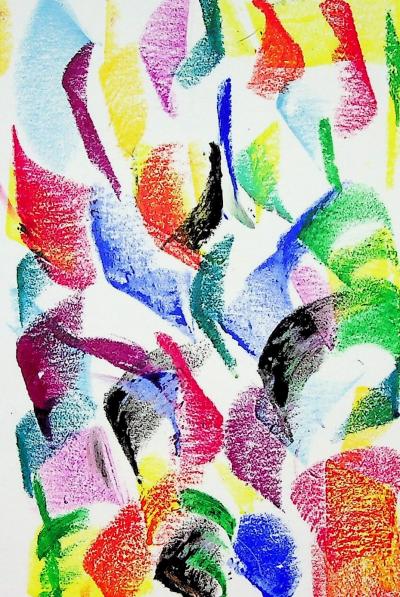 Françoise GALLE - Composition polychromique, 2001 : Technique mixte 2