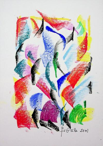 Françoise GALLE : Figures abstraites - Pastel signé 2