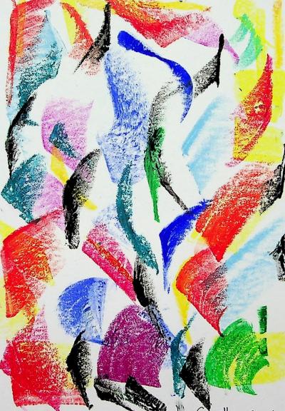 Françoise GALLE : Figures abstraites - Pastel signé 2