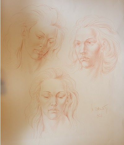 Marc DAUTRY - Portraits de Michel Ange, 1977 - Lithographie originale 2