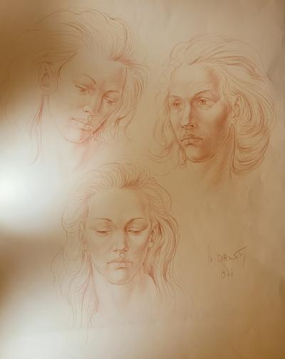 Marc DAUTRY - Portraits de Michel Ange, 1977 - Lithographie originale 2