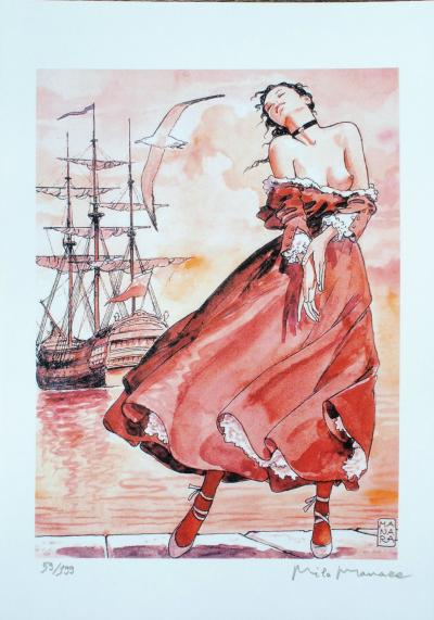 Milo MANARA : Robe au vent (Molly Malone) - Impression signée au crayon 2