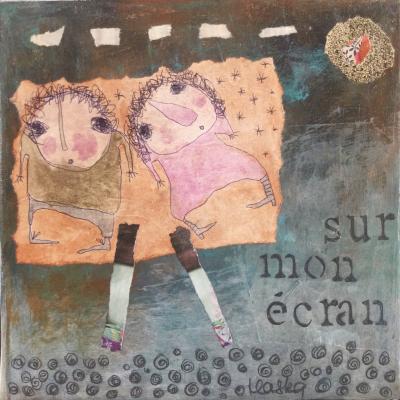 Lae HASKA - Sur mon écran, vers 2000 - Technique sur toile signée 2