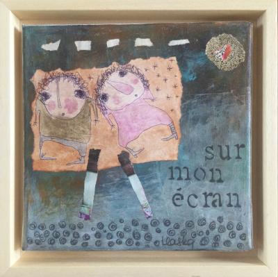Lae HASKA - Sur mon écran, vers 2000 - Technique sur toile signée 2