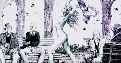 Milo MANARA : Exhibition au parc - Impression signée au crayon 2