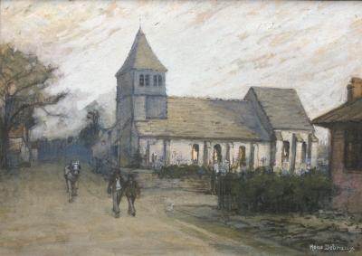 René DEBRAUX - Crépuscule - Gouache et  aquarelle signée 2