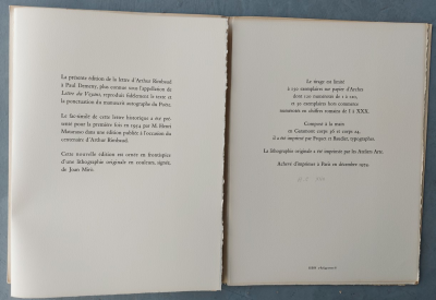 Joan MIRO and Arthur RIMBAUD - Letter known as the seer to Paul Demeny on May 15, 1871 - Book and lithograph signed in pencil 2