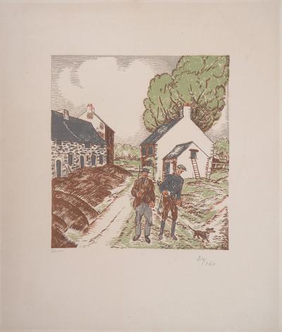 Jean Emile LABOUREUR : A la chasse - Lithographie originale signée 2