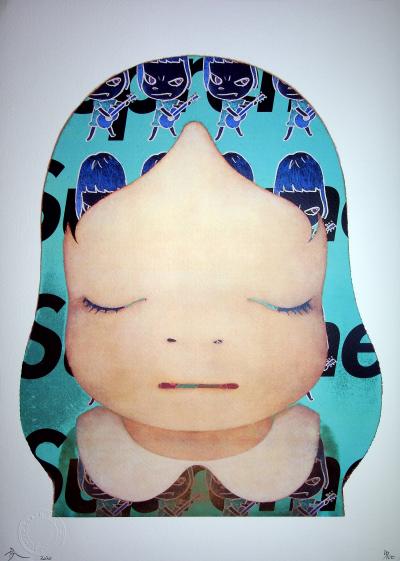 Death NYC - Nara’s girl with blue Supreme hair, 2020  - Sérigraphie originale signée 2