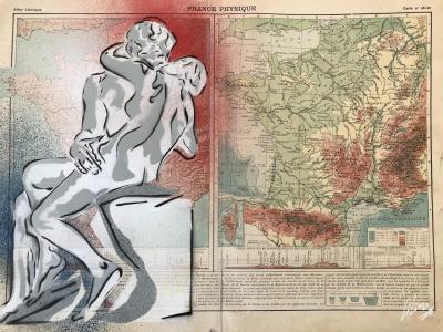 Christophe STOUVENEL - French Kiss, 2021 - Pochoir sur papier 2