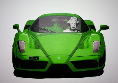 Death NYC: The Queen in green ferrari, 2020  - Sérigraphie originale signée 2