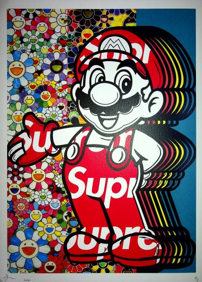 Death NYC - Supreme Mario and Murakami’s flowers, 2020  - Sérigraphie originale signée 2