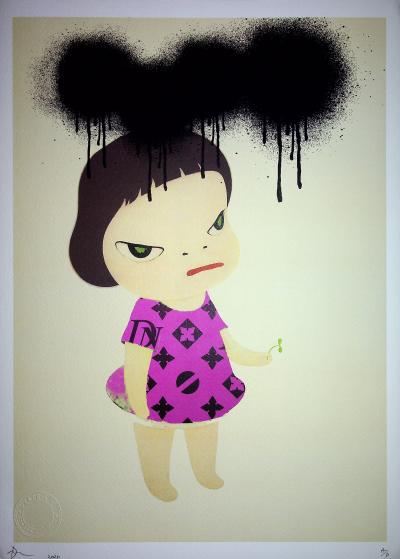 Death NYC - Nara's child with pink LV dress 2020  - Sérigraphie originale signée 2