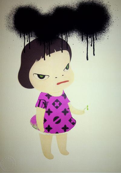 Death NYC - Nara's child with pink LV dress 2020  - Sérigraphie originale signée 2