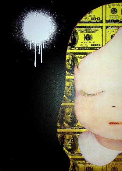 Death NYC - Nara with yellow dollars hair, 2020  - Sérigraphie originale signée 2