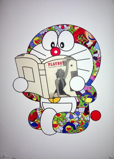 Death NYC - Doraemon reading a Playboy magazine, 2020  - Sérigraphie originale signée 2