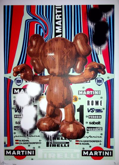 Death NYC - Kaws in wood, 2020  - Sérigraphie originale signée 2