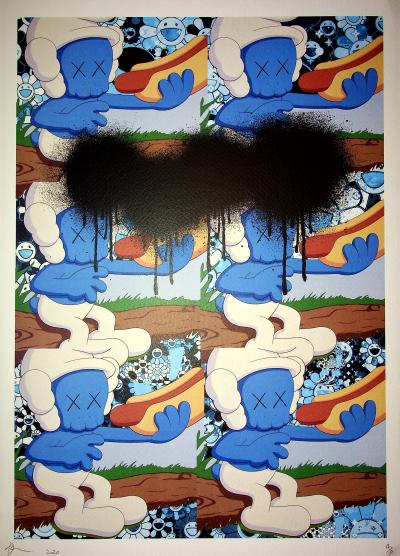 Death NYC - Kaws Smurf, 2020  - Sérigraphie originale signée 2