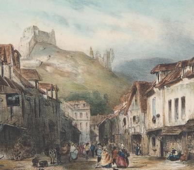 René-Paul HUET : Vue de Château-Gaillard - Lithographie originale signée 2