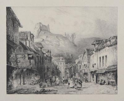 René-Paul HUET : Vue de Château-Gaillard - Lithographie originale signée 2
