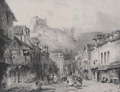 René-Paul HUET : Vue de Château-Gaillard - Lithographie originale signée 2