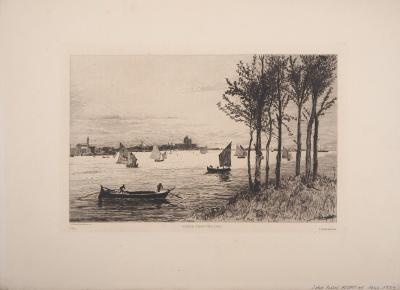 John Postle HESELTINE : Vue de Venise de Lido, 1879 - Gravure originale signée 2