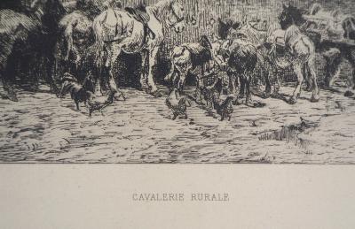 Jules HEREAU : Cavalier rurale, 1875 - Gravure originale signée 2