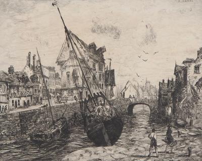 Victor HAMEL : Souvenir de Normandie, 1872 - Gravure originale signée 2